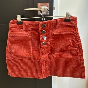 Zara Rust Colored Corduroy Skirt